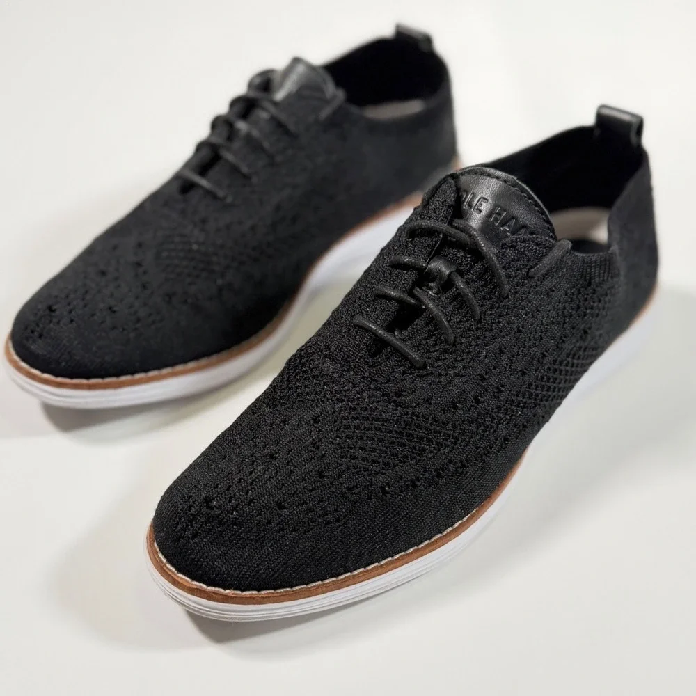 Cole Haan OriginalGrand Stitchlite Wingtip Oxford Black White Minimalist Size 7